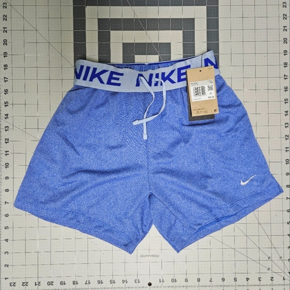 *NWT* Nike Dri Fit Attack Fitness Shorts Mid Rise XS Roll Band Blue Crossfit - Picture 1 of 5